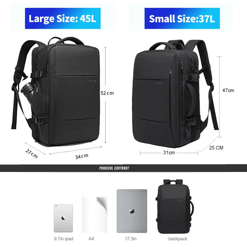 BANGE Expandable Men's Backpack Waterproof 17.3 in Laptop Backpack Man Large Capacity Hiking Travel Bag Male Backpacks for Men