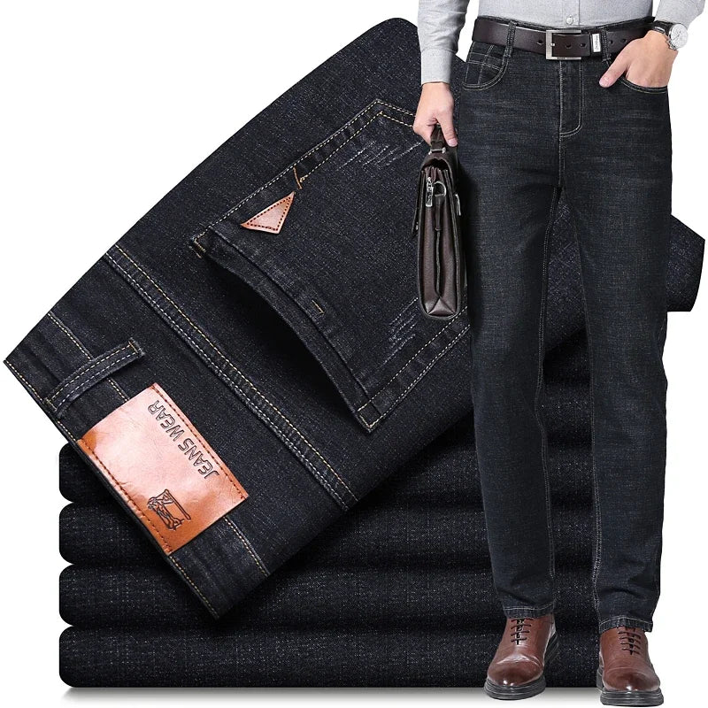 Men's Slim Fashion Denim High Quality Male Pants Elastic Black Blue Leisure Jeans Brand Clothing