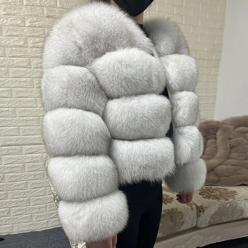 2024 Winter Women's Real  Fur Coat Natural Racoon Fur Jacket  Luxury Furry Leather Coats Female Fox Fur Clothes Long Sleeves