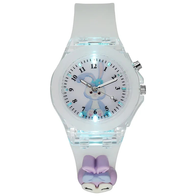 3D Mickey Children Watches Girls Color Light Source Silicone Minnie Kids Watch Ladies Quartz Clock Gifts Relogio Feminino