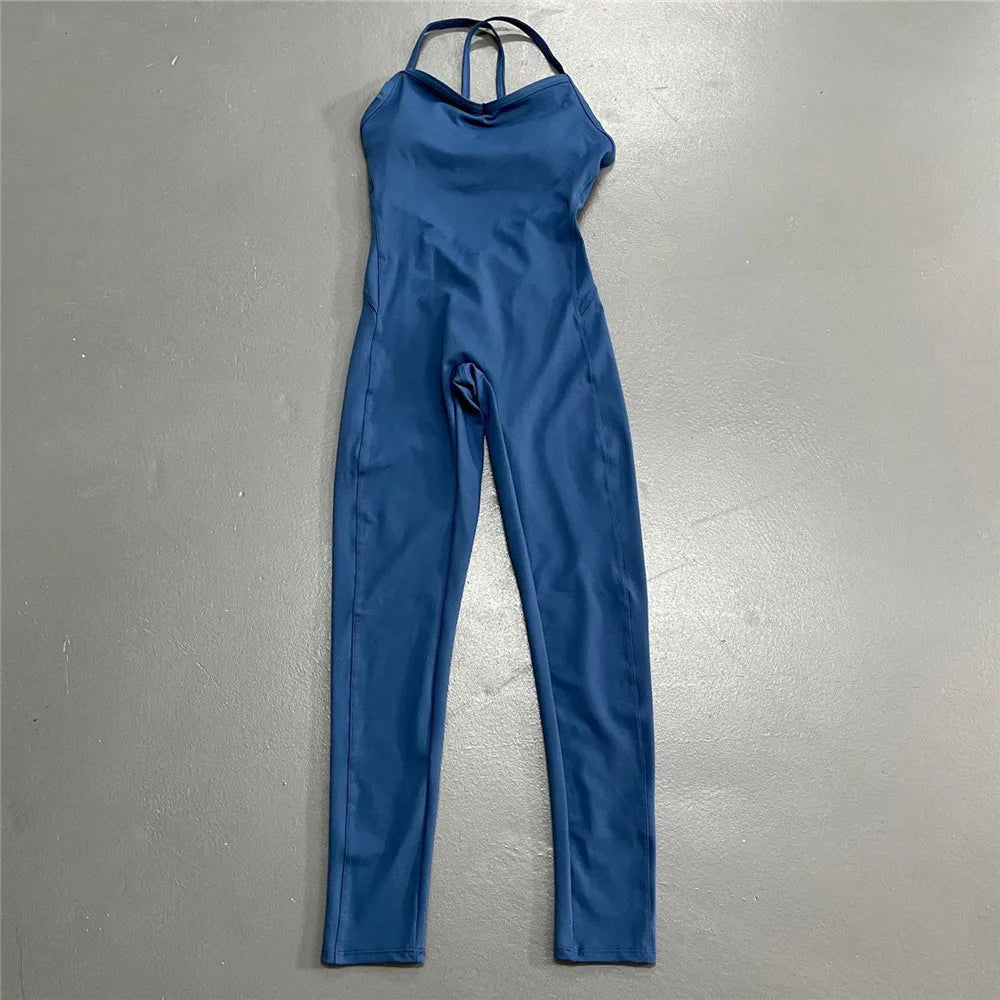 Backless Sports Woman 2023 Lycra Fitness Overalls One Piece Jumpsuit Shorts Sport Outfit Gym Workout Clothes for Women Sportwear