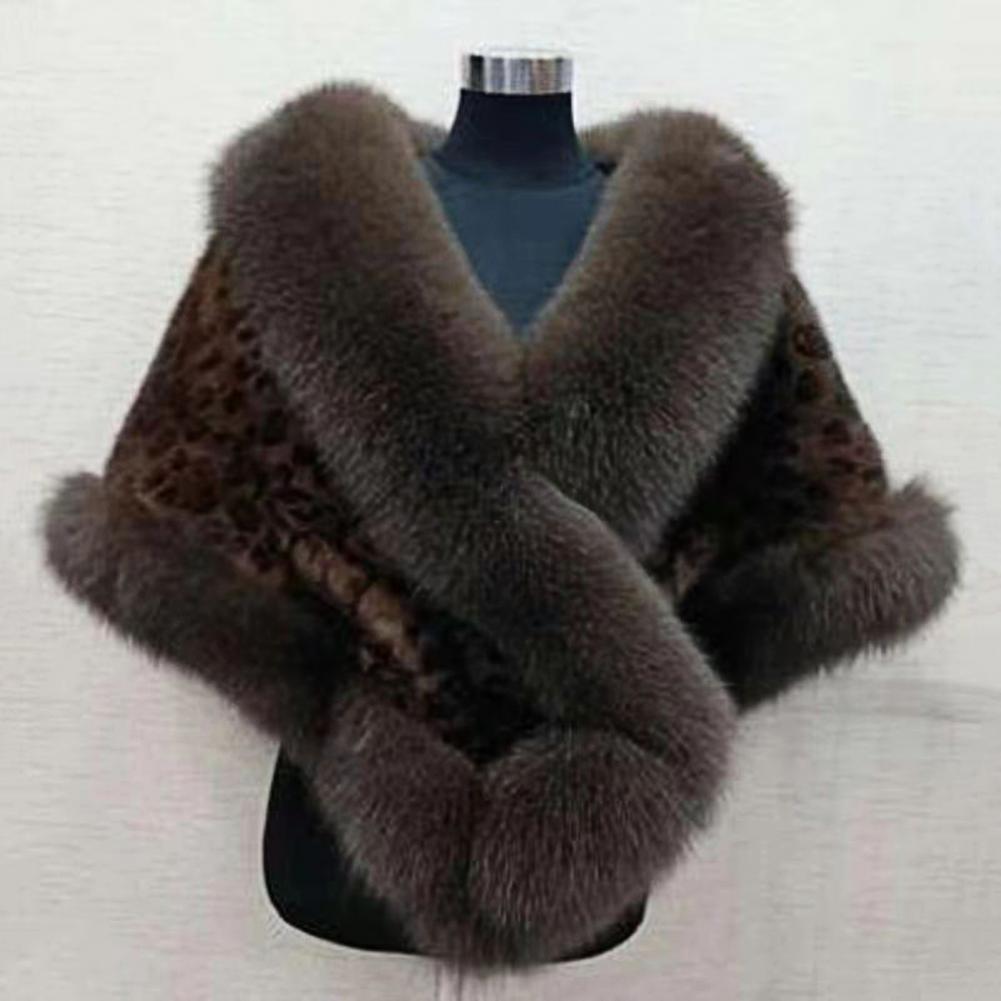 Faux Fur Shawl Faux Rabbit Collar Winter Shawls Elegant Bridal Fur Wrap Shawl Plush Warm Cape Coat Fluffy Poncho Women Jacket