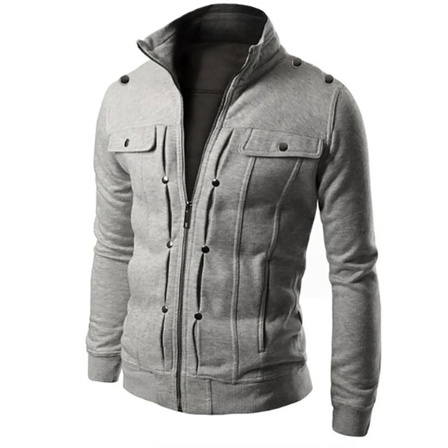 Men Hoodie Jacket Coat Windbreaker Elegant Waterproof Cardigan Long Sleeve Lapel Zipper Slim Fit Sweater Windproof Outerwear