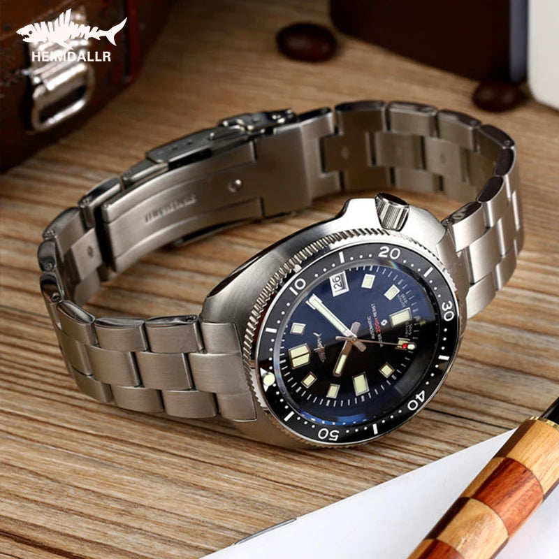 HEIMDALLR Turtle Mechanical Watch Men Captain Willard Watch Sapphire Crystal C3 Luminous NH35 Automatic Steel 200M Dive Watches