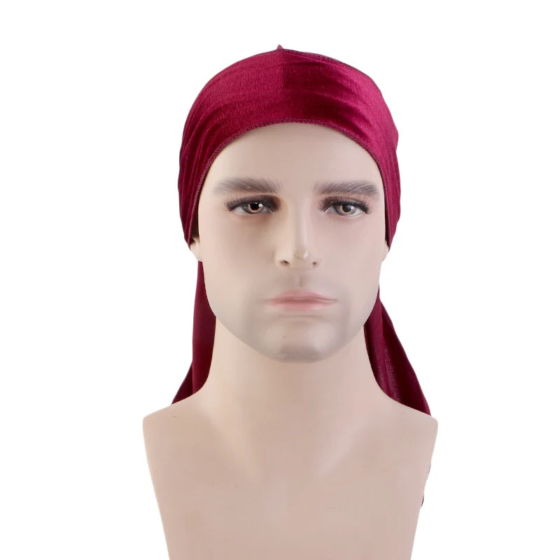 New China fashion Men's dragon pattern velvet Durags Bandanas Headwear Men DuRag Turban Hat Headband Hair Accessories Waves Cap