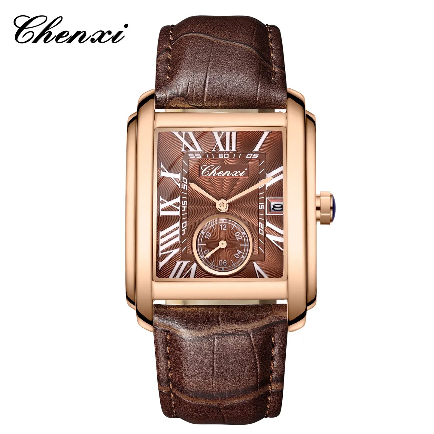 Chenxi 8216 Top Brand Rectangle Sport Men Watch Hot sell Military Calendar Waterproof Male Genuine Leather Quartz Elegant Clock