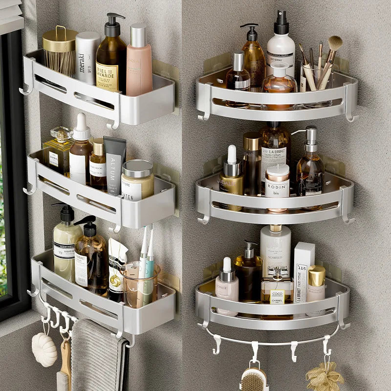 Bathroom Storage Rack Non Perforated Wall Mounted Shower Corner Rack Bathroom Storage Rack Aluminum Bathroom Accessories