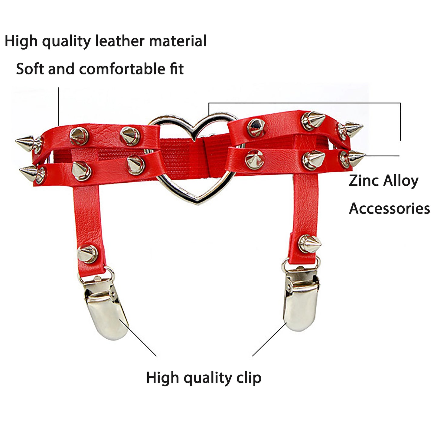 1PC Women Sexy Garter Belt Rivets Leg Ring Rock Pub Punk Goth Heart PU Leather Elastic Garter Suspender Sexy Stockings Garters