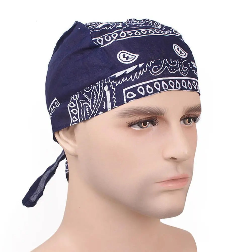 Outdoor Cycling Hat Pirate Hat Pure Cotton Printed Square Scarf Hat Headband Rag Durag Cap Beanie Wrap Hip hop Headscarf Hat