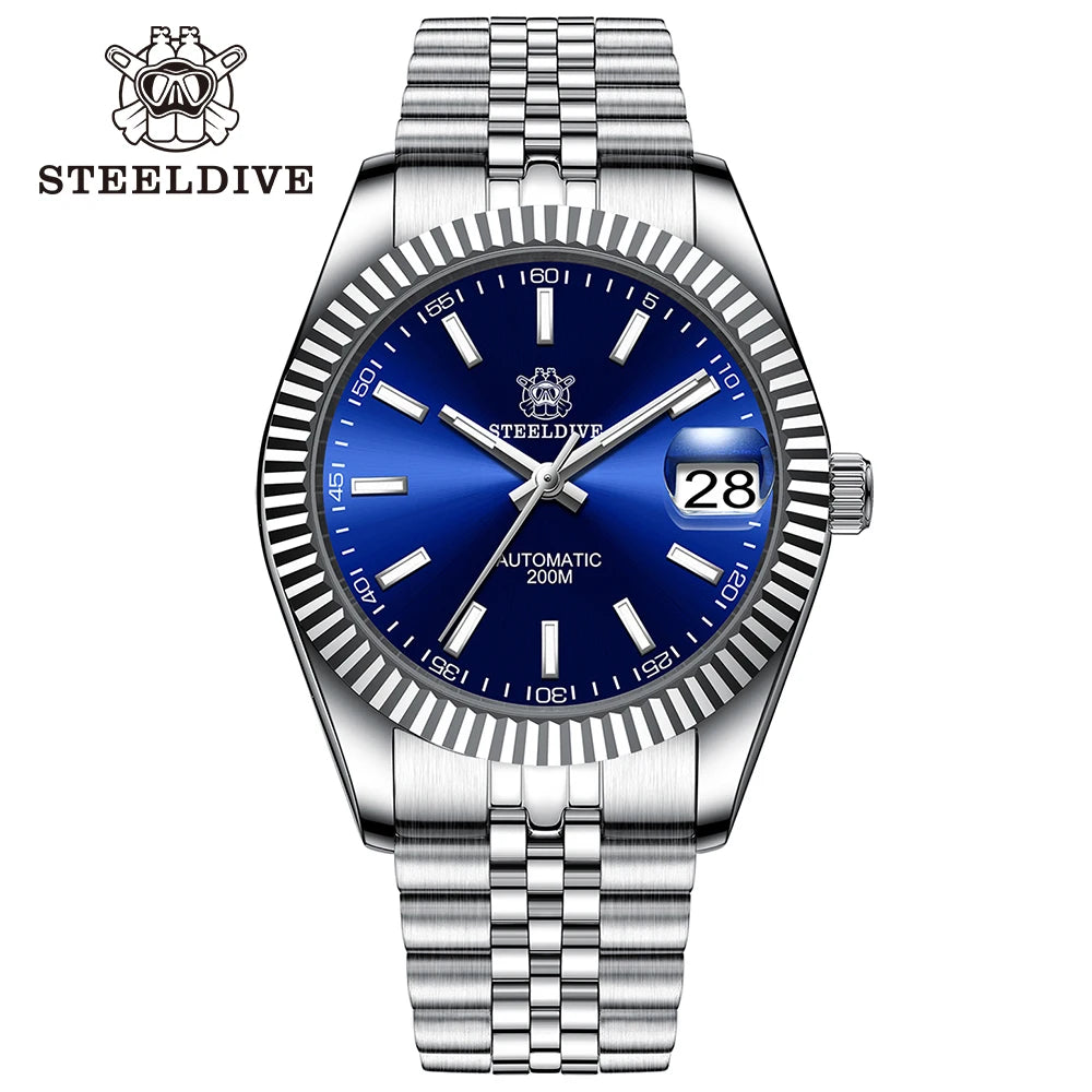 STEELDIVE Turquoise SD1933 Water Ghost Watch 200m Waterproof Sapphire Date NH35 Automatic mechanical Watch with Bracelet