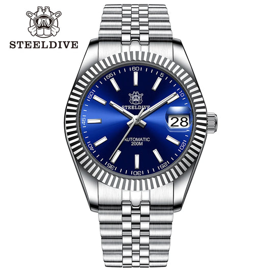 STEELDIVE Turquoise SD1933 Water Ghost Watch 200m Waterproof Sapphire Date NH35 Automatic mechanical Watch with Bracelet