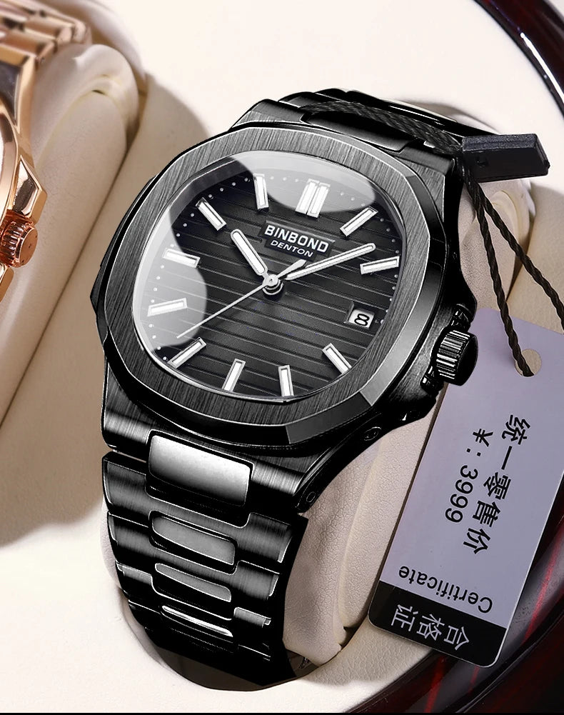 BINBONG B1885 Luxury Business Männer Quarz Uhren 30M Wasserdicht Leucht Edelstahl Armband herren armbanduhr Relogio Masculino