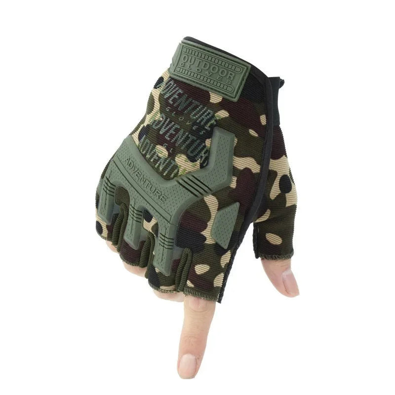 Fingerless Gloves Camouflage Mittens For Fitness Gym Male Anti-skid Motorcycle Men Women Moto Half Finger Fitness Gloves