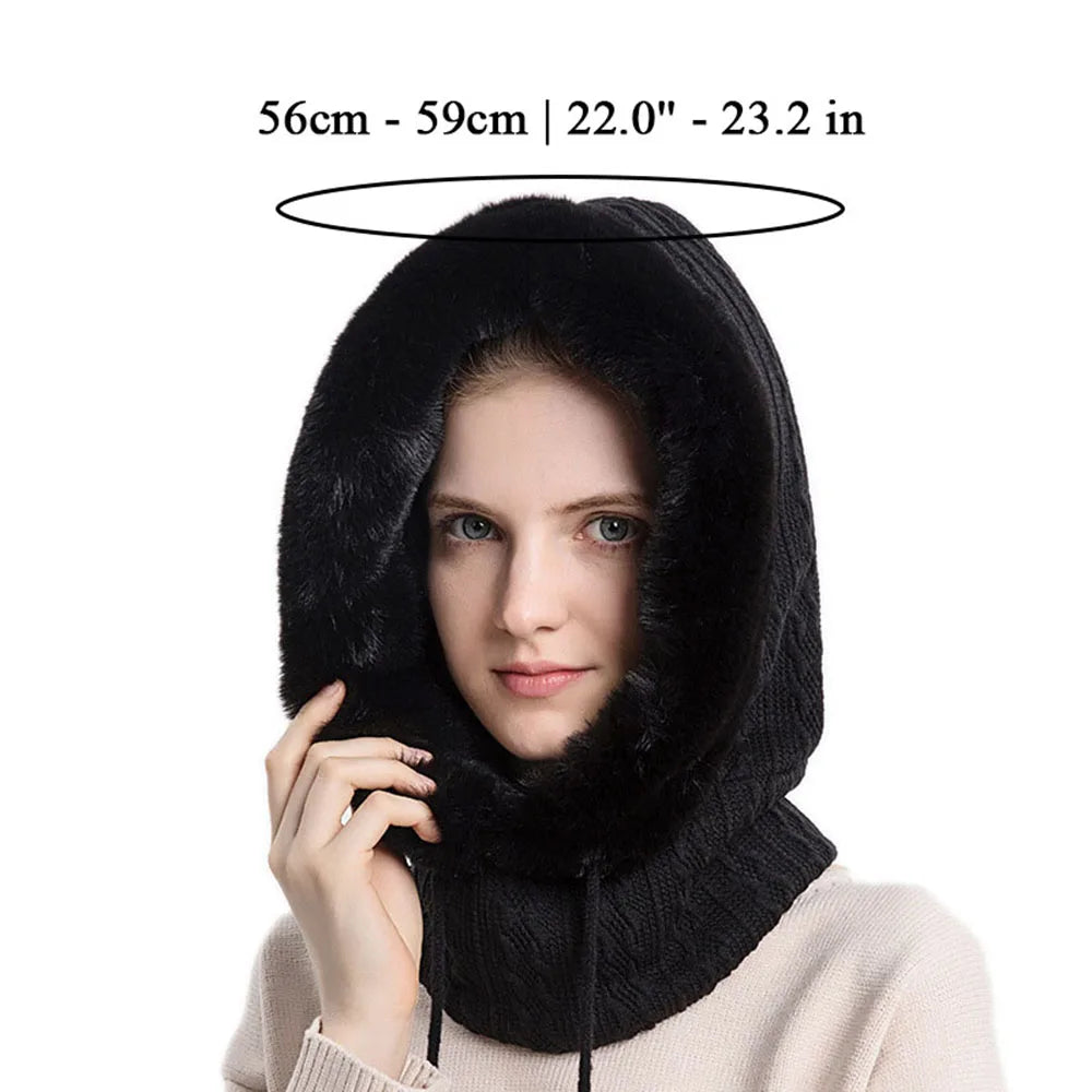 Winter Warme Beanie-Mützen Maske Schal Ring Sturmhaube Kapuzenpullover Strickmütze Einteiler Kordelzug Kapuze Outdoor Warmhalten Mützen