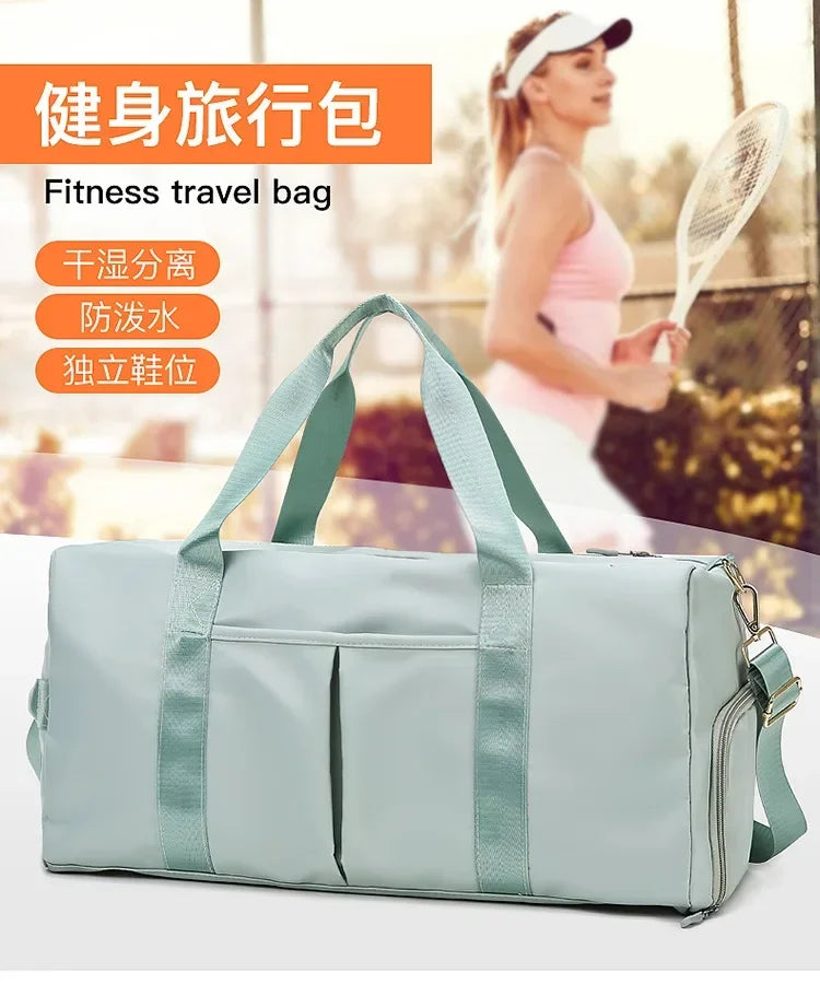 Training Yoga Sports Bags Fitness Gym Bags Wet Dry Separate Luggage Bag with Independent Shoe Compartment Travel Duffel Handbag