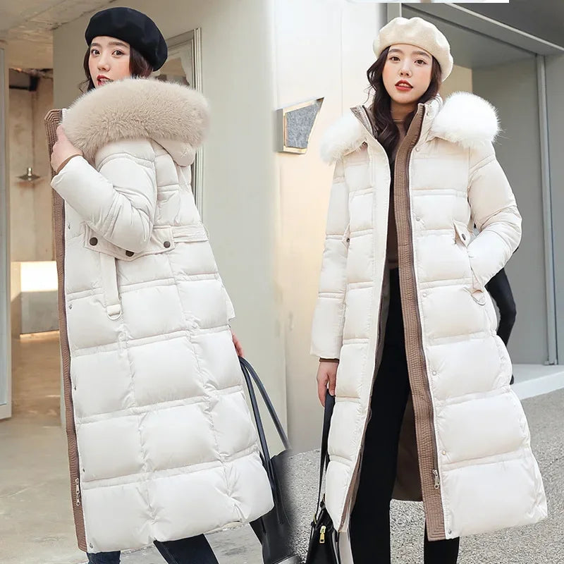 Tide Down Cotton-padded Jacket Women Winter New Cotton-padded Jacket Long Over-the-knee Loose Padded Jacket for Women