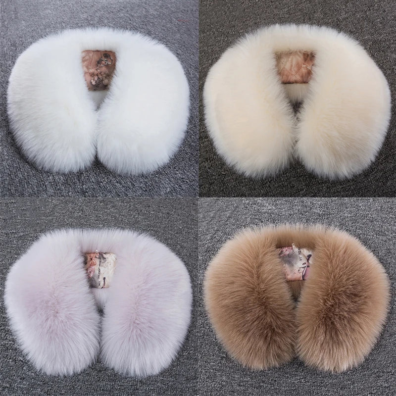 Winter Warm Scarf for Women Faux Fur Scarf Shawl Plush Fake Fur Collar Fluffy Neck Collars Soft Warm Scarives for Down Jacket