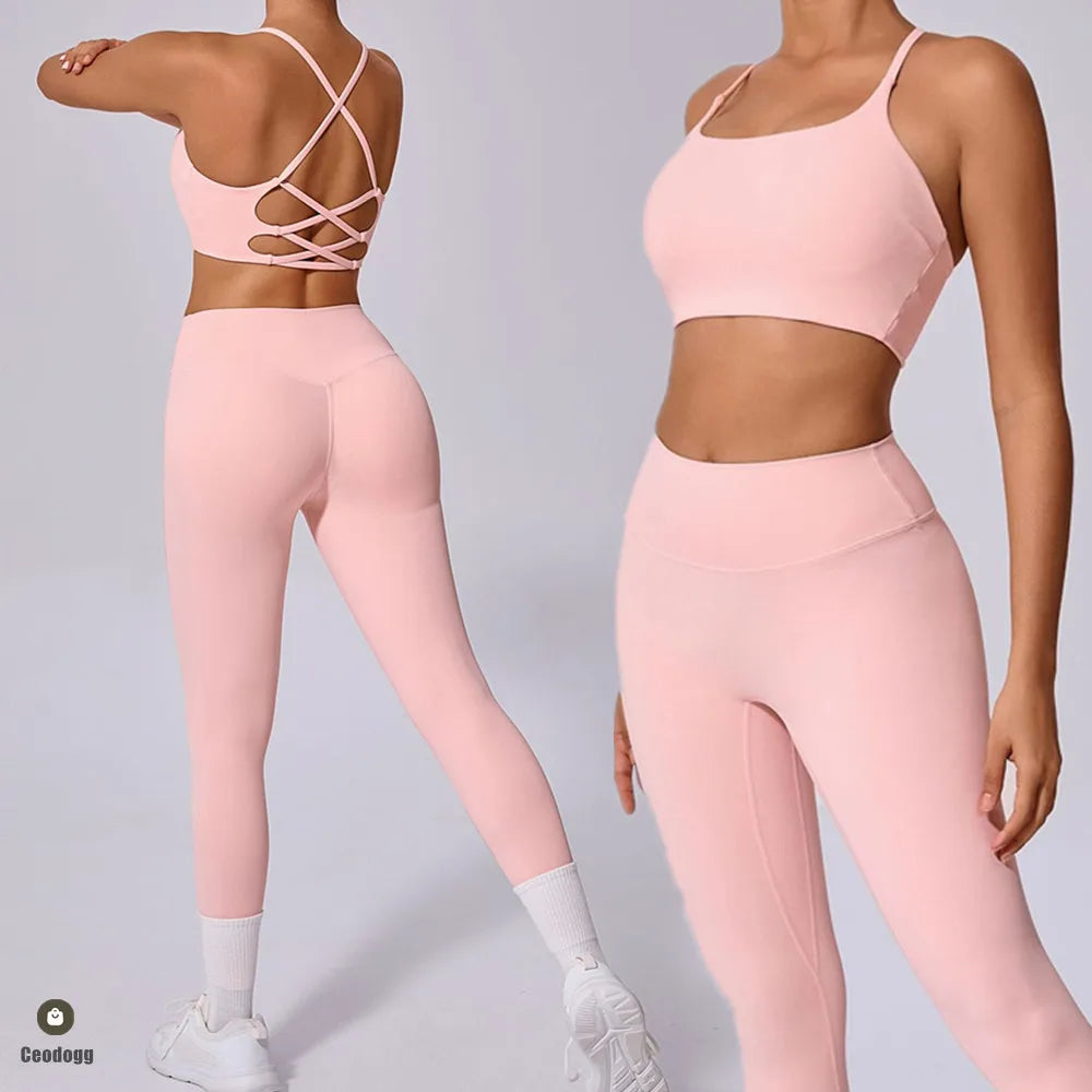 Yoga Set 2PCS Gym Set Workout Clothes for Women Seamless High Waist Leggings Sports Bra Suit Female Sportswear Women Tracksuit