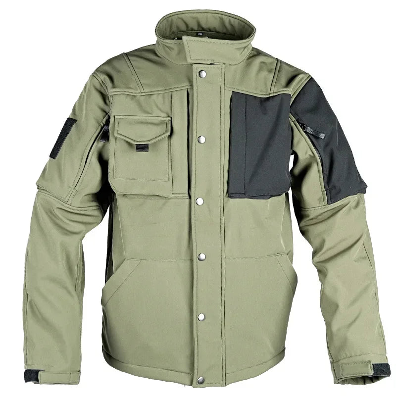 Winter Fleece Jacket Men Riding Outdoor Motorcycle Coats Tactical Multi-pocket Soft Shell Waterproof Windproof Warm Shark Skin