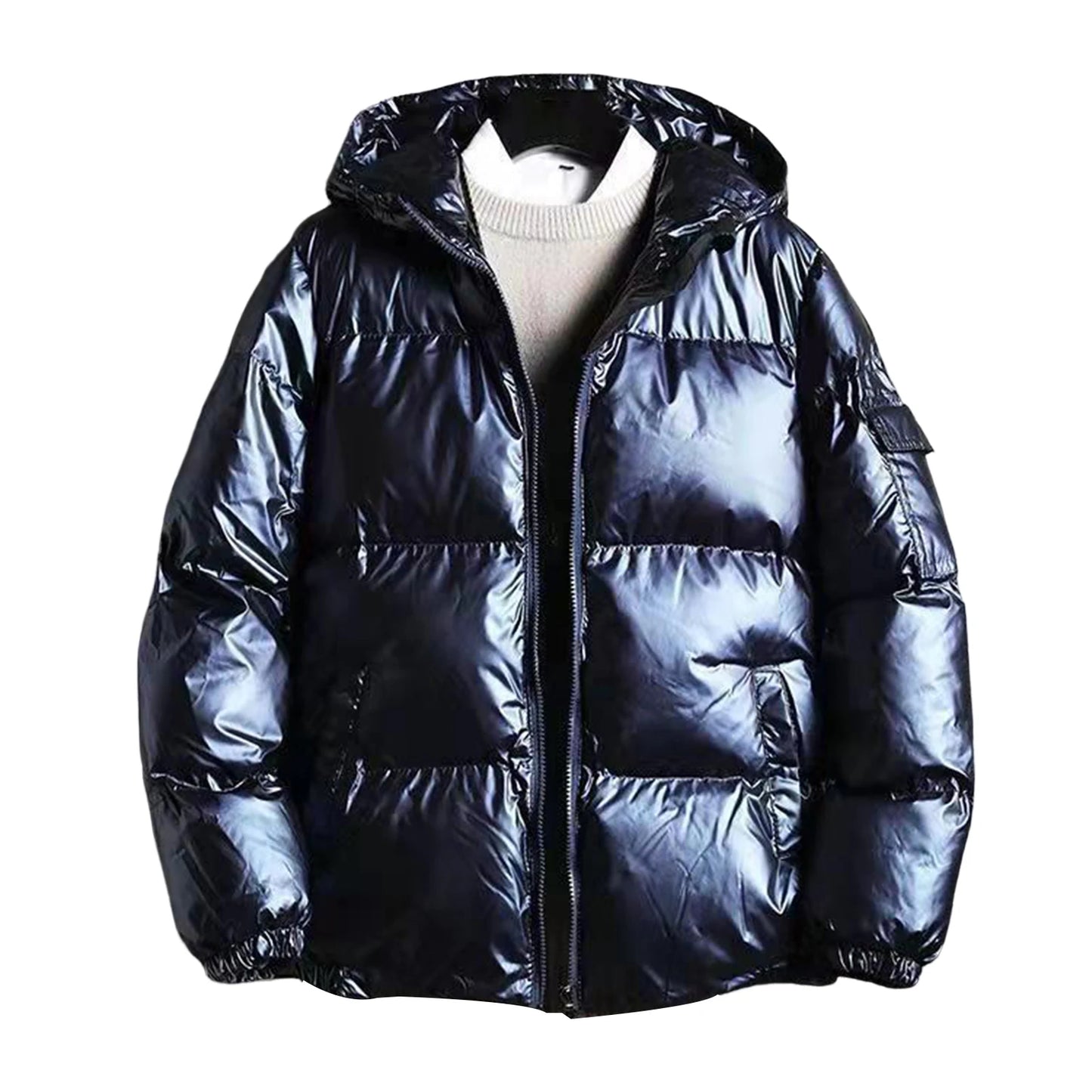 White Duck Down Jacket Men's Winter Fashion Casual Short Coat Shiny Hooded Windbreaker Youth Men Outwear Down Coat Male