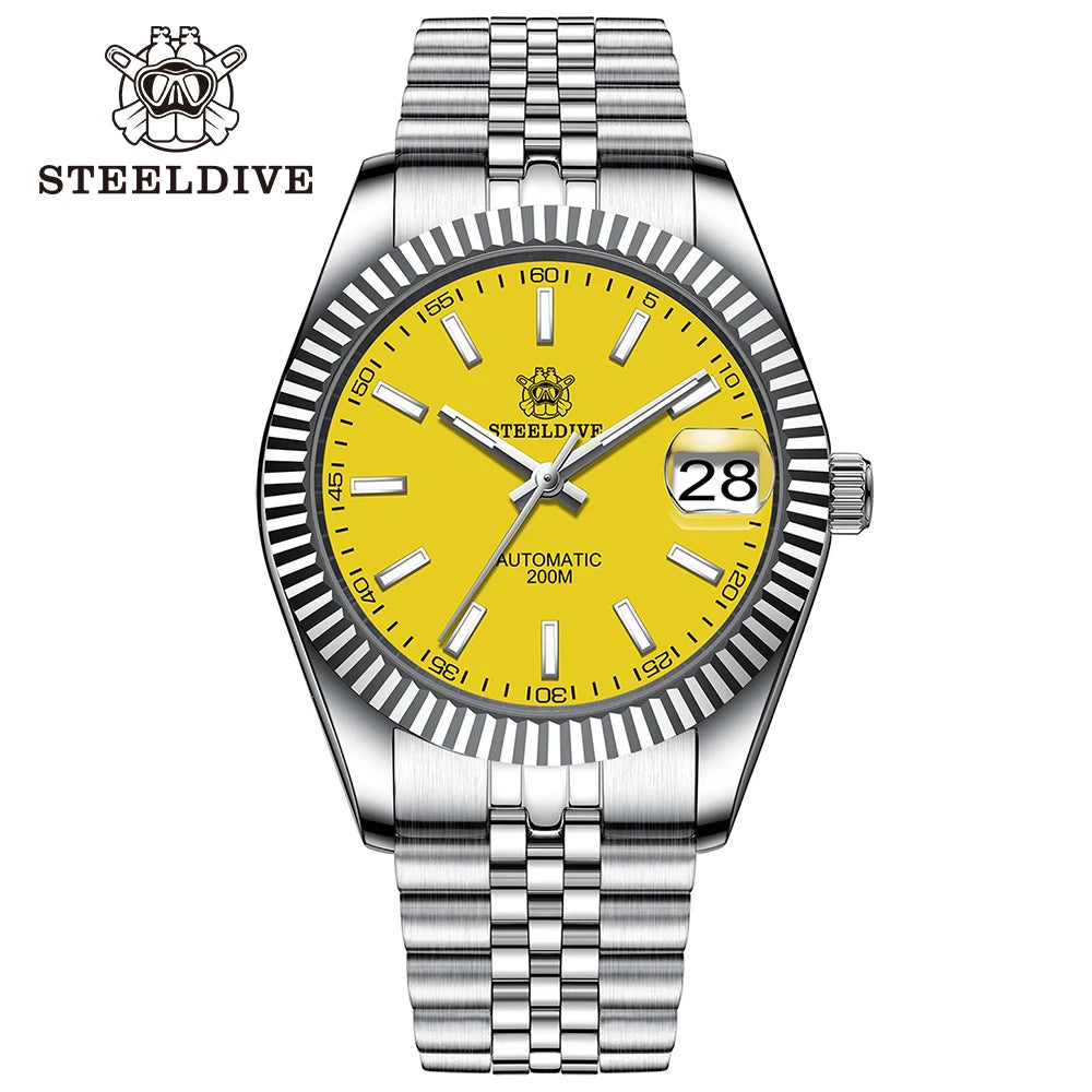 STEELDIVE Turquoise SD1933 Water Ghost Watch 200m Waterproof Sapphire Date NH35 Automatic mechanical Watch with Bracelet