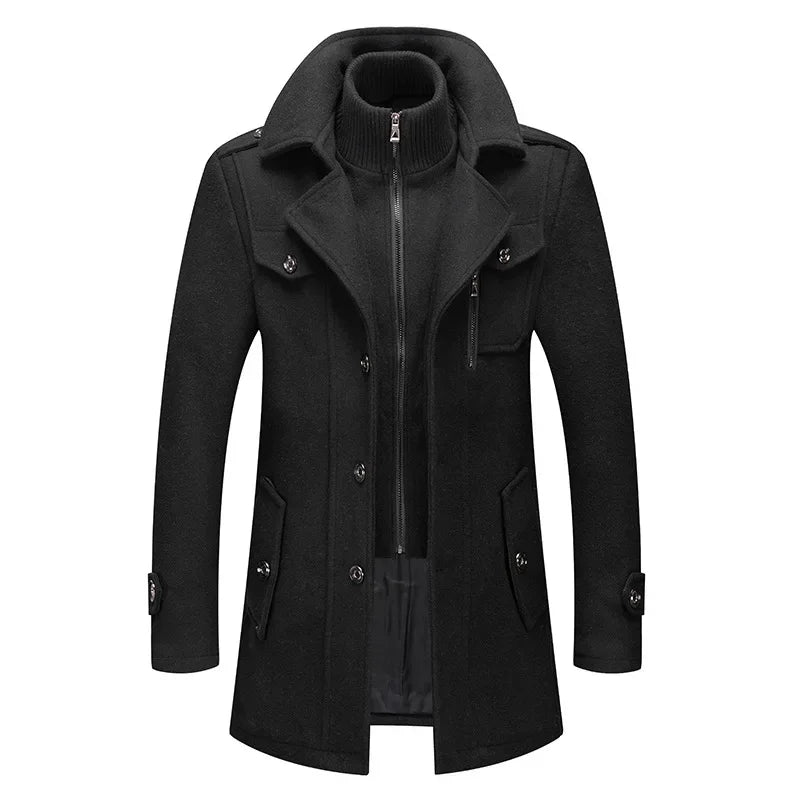 Woolen Overcoat 4XL Autumn Winter Mens Wool Trench Coats Fashion Middle Long Jacket Male Double Collar Zipper Coat Windbreak