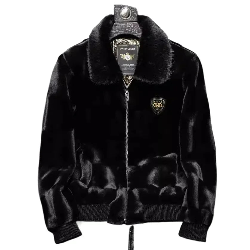 Winter Mens Faux Fur Leather Jacket High-quality Solid Color Wool Liner Thick Warm Jacket Outdoors Cold-Proof Coats Men Clothing