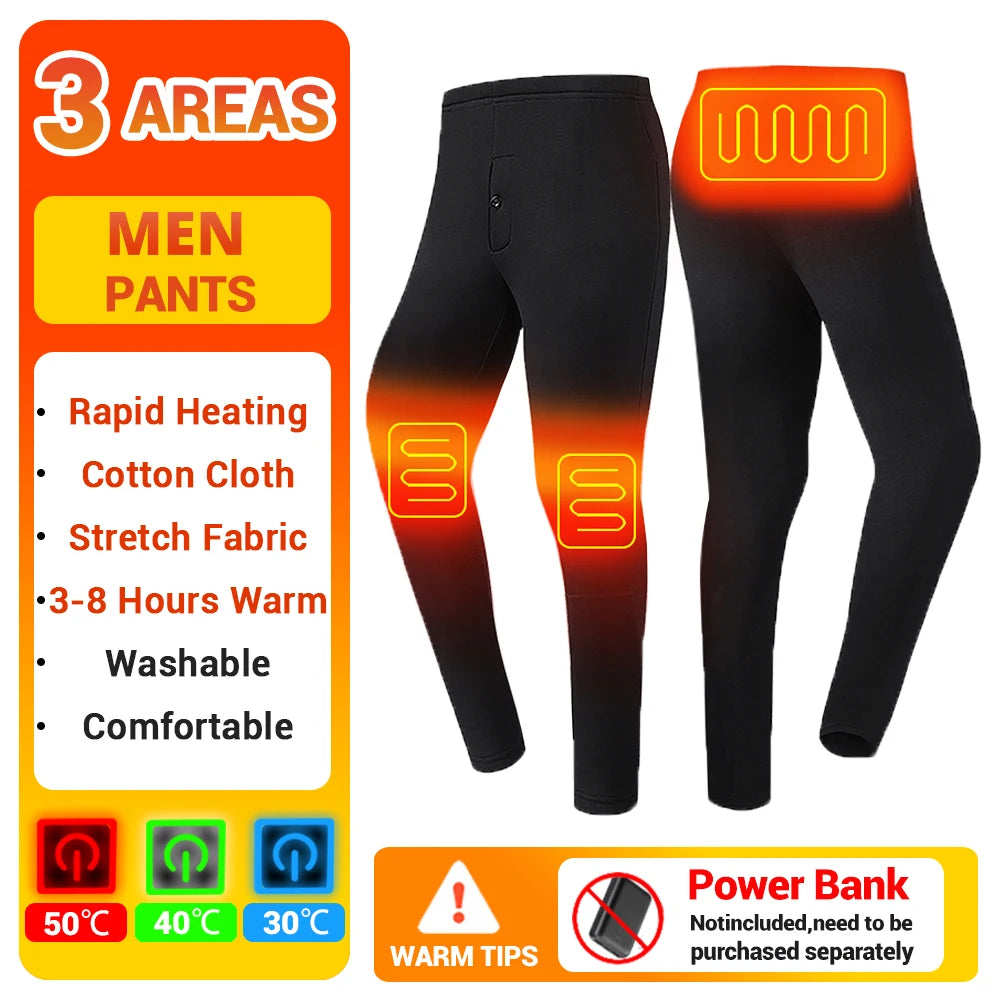 Men Winter Thermal Heated Jacket Vest Heated Underwear Women's Ski Suit USB Electric Heating Clothing Fleece Thermal Long Johns