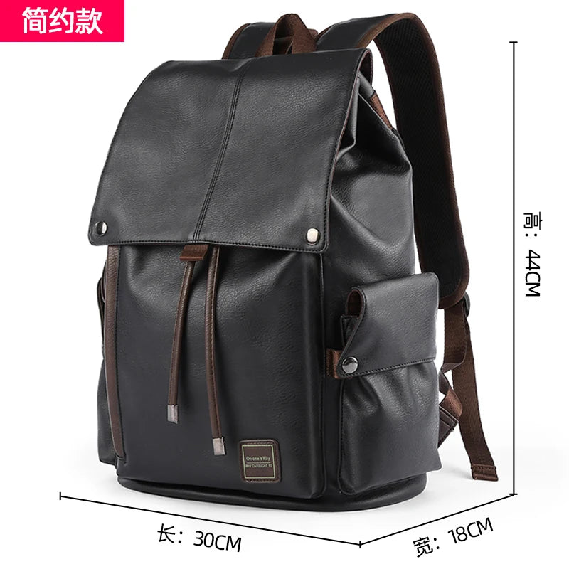 Leather Men Backpack, Vintage 15.6 inch Laptop Daypack, Waterproof Durable Travel Knapsack, College Leather Rucksack