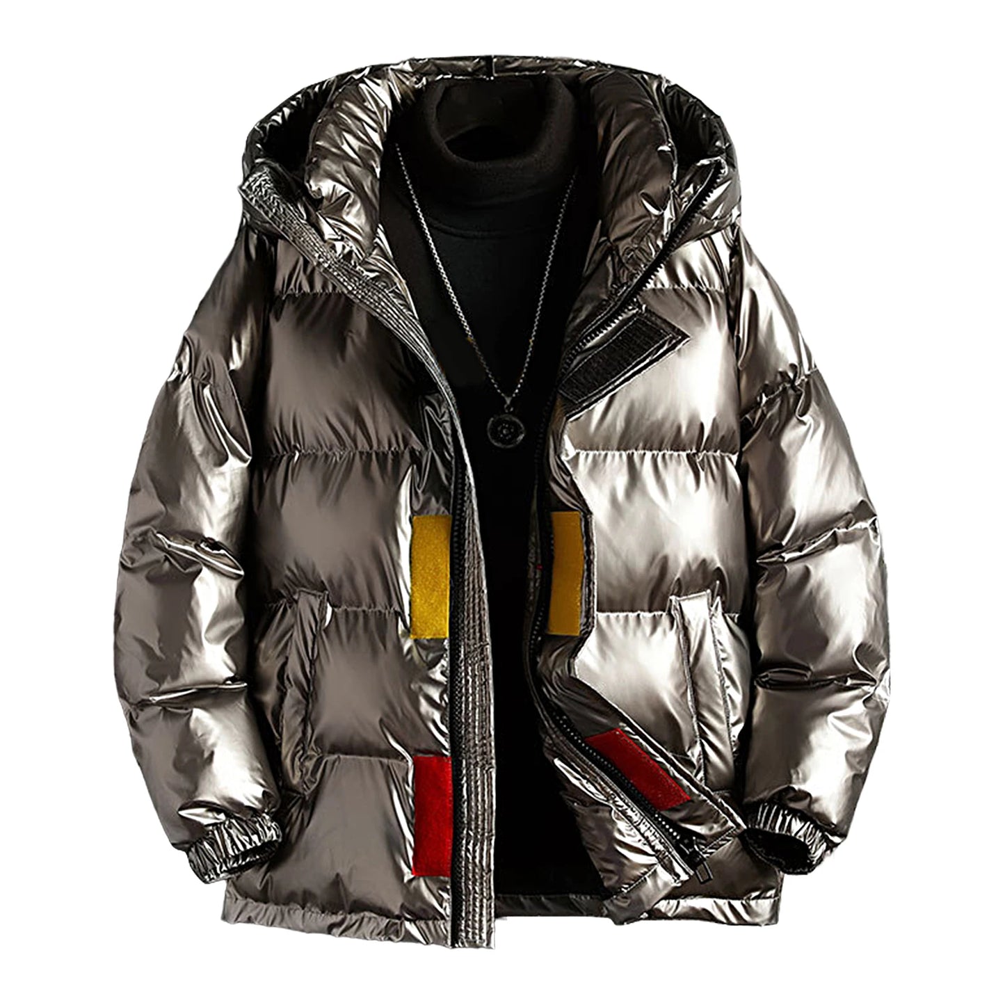 White Duck Down Jacket Men's Winter Fashion Casual Short Coat Shiny Hooded Windbreaker Youth Men Outwear Down Coat Male