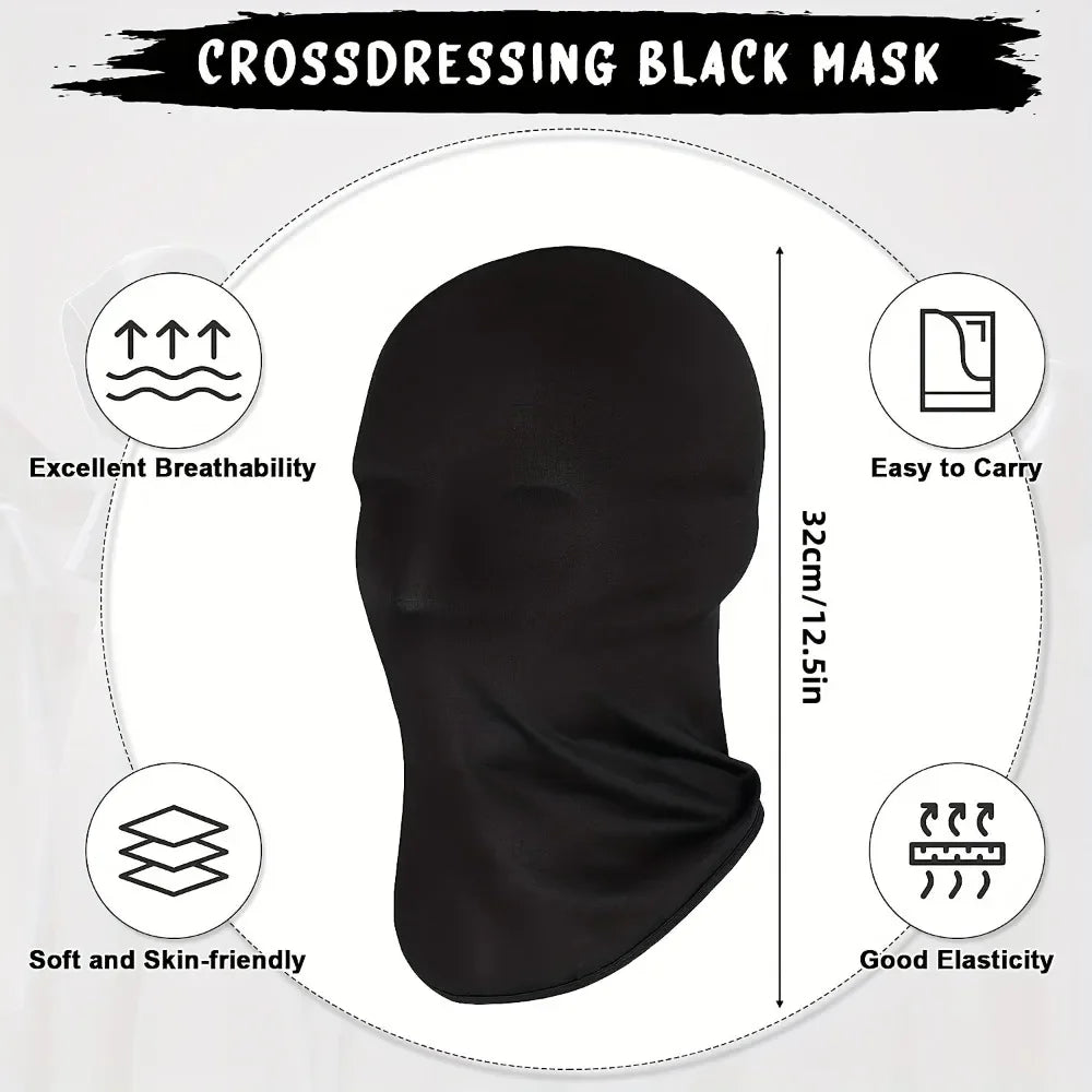 Black Hood Halloween Cosplay Costumes Spandex Full Mask Role Play Adult Ghost Festival Props Party Carnival Dress Up Accessories