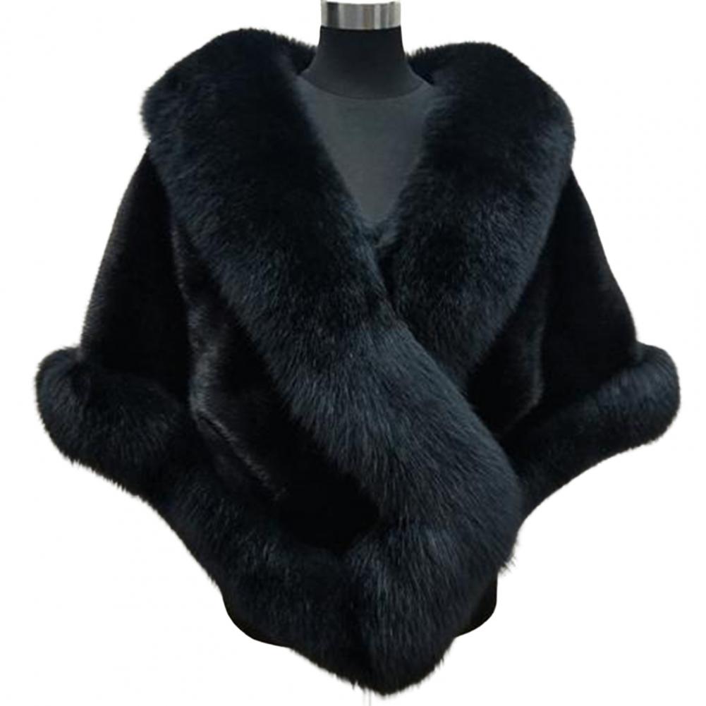 Faux Fur Shawl Faux Rabbit Collar Winter Shawls Elegant Bridal Fur Wrap Shawl Plush Warm Cape Coat Fluffy Poncho Women Jacket