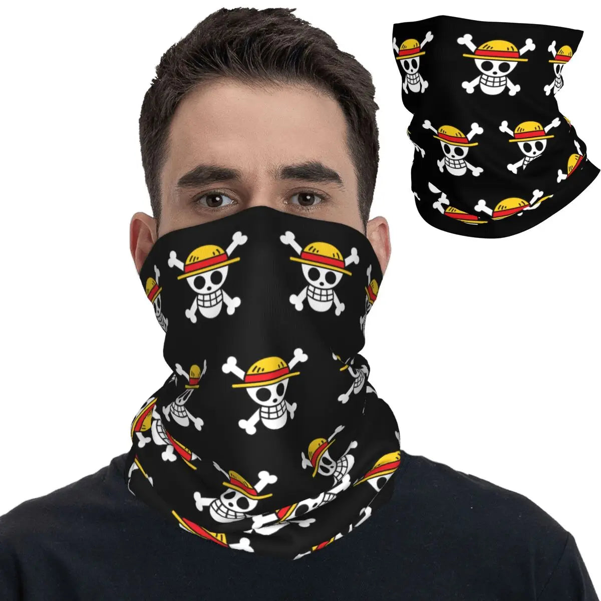 One-Piece Jolly Roger Bandana Neck Cover Printed Japanese Anime Balaclavas Face Mask Scarf Headband Hiking Unisex Adult Winter