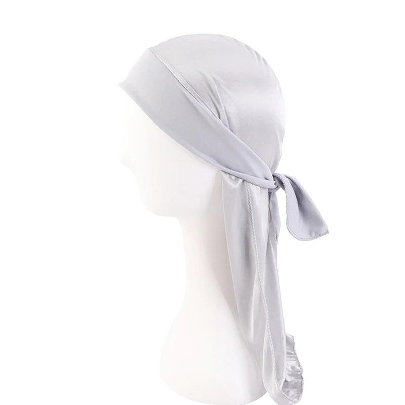 Men's Silky Durags Bandanas Turban Hat stretchy Wigs Satin Doo Rag Durag Unisex Pirate Hat Men Hip Hop Headband Biker Headwrap