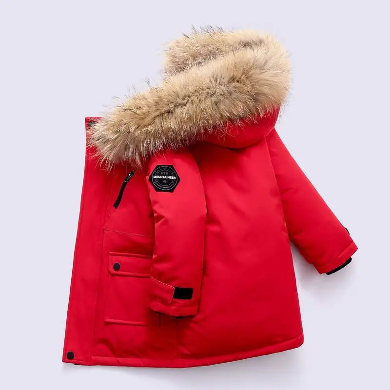 5 6 8 10 12 Years Winter Boys Jacket Thicken Keep Warm Fashion Fur Collar Kids Jacket Hooded Zipper Children Outerwear Clothing