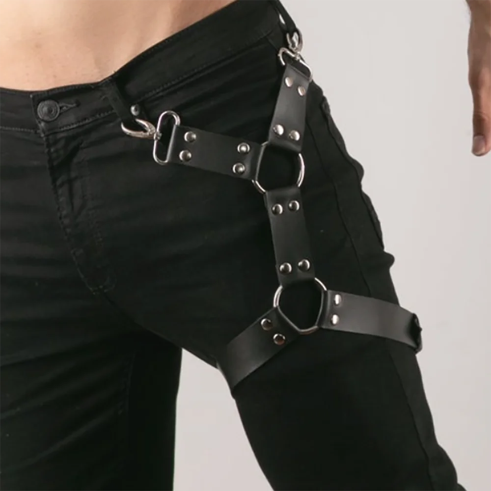 UYEE Punk PU Leather Suspenders For Women Men Jeans Pants Leg Harness Garter Bondage Belt Strap Fashion Apparel Accessories