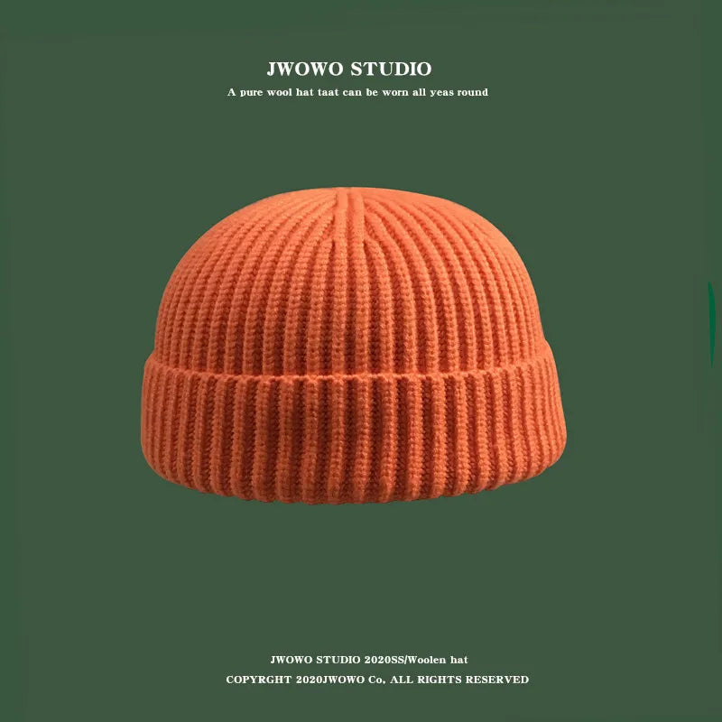 Herbst Winter Kurze Warme Melone Hut Männer Gestrickte Runde Top Krempe Kalten Hut Frauen Street hip-hop Wolle Beanie