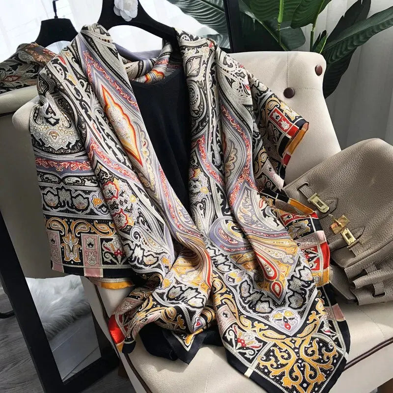 Luxury Design Brand Print Hijabs Scarfs Women Cashew Beach Stoles Pashmina Large Shawl Wrap Headband Foulard New Decor