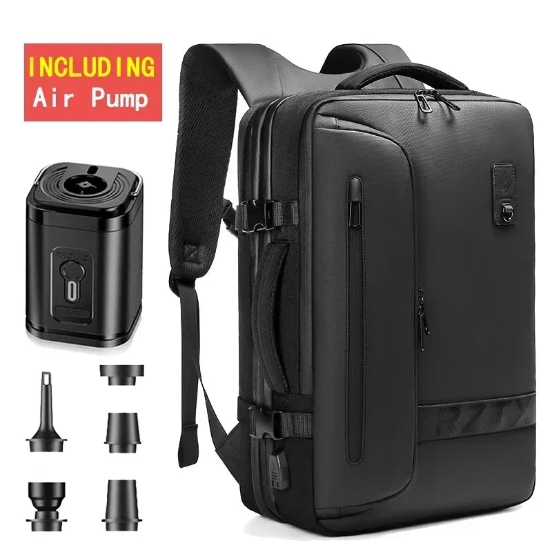 Waterproof Man Travel Backpack Vacuum Compression With Air Pump Anti Theft Laptop Bag Expandable Fashion Casual Large Back Pack