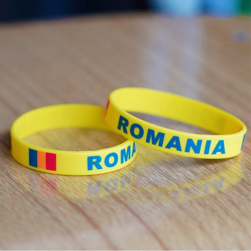 Customized 2pcs Romania National Flag Wristband Sport Silicone Bracelet Rubber Band Commemorative Fashion Accessory