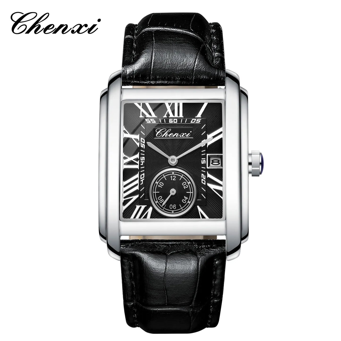 Chenxi 8216 Top Brand Rectangle Sport Men Watch Hot sell Military Calendar Waterproof Male Genuine Leather Quartz Elegant Clock