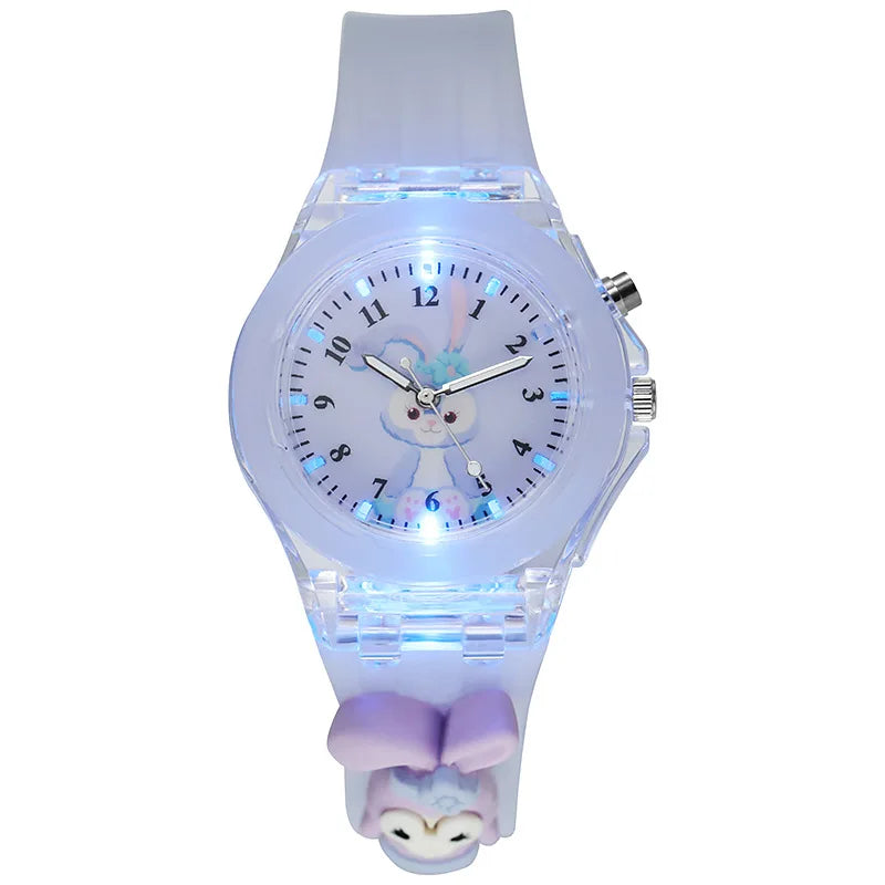 3D Mickey Children Watches Girls Color Light Source Silicone Minnie Kids Watch Ladies Quartz Clock Gifts Relogio Feminino