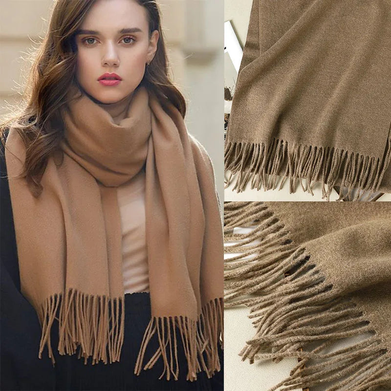 New Winter Cashmere Solid Color Pashmina Tassel Scarf Cold Weather Scarves Wraps Women Girls Her Thicken Warm Shawl Wrap