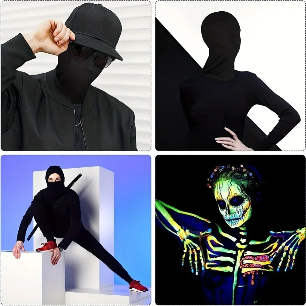 Black Hood Halloween Cosplay Costumes Spandex Full Mask Role Play Adult Ghost Festival Props Party Carnival Dress Up Accessories