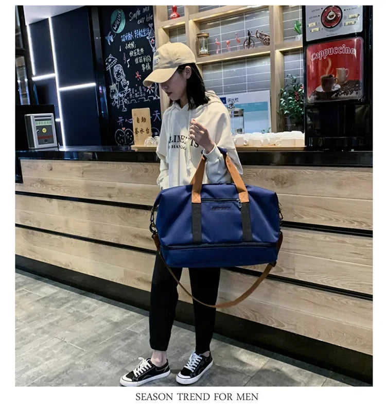 Fashion Gym Fitness Bags For Women Large Capacity Men's Sports bag Waterproof Weekend Voyage Female Messenger Bag Dry And Wet