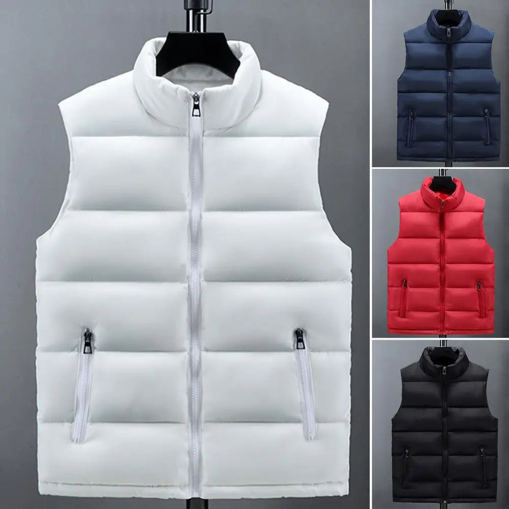 Sleeveless Jacket Wear-resistant Vest Coat Male Zipper  Trendy Warm Slim Fit Waistcoat