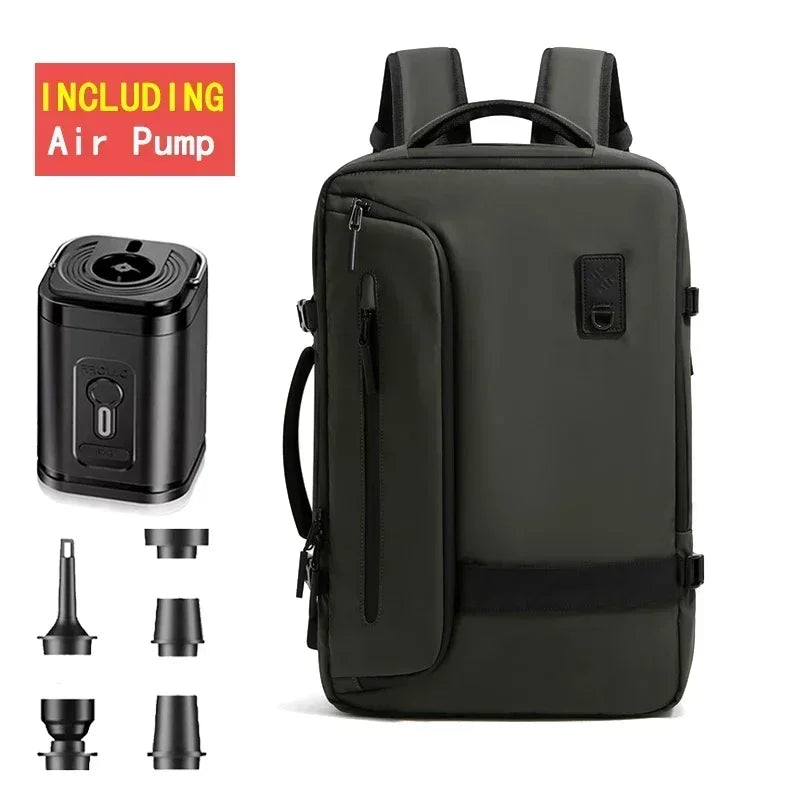 Waterproof Man Travel Backpack Vacuum Compression With Air Pump Anti Theft Laptop Bag Expandable Fashion Casual Large Back Pack