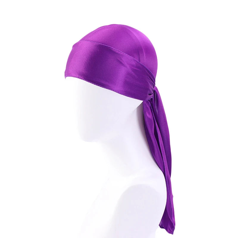 Long Tail Unisex Adult Satin Doo Rag Durag Bandanas Cap Pirate Hat Turban Men Hip Hop Headband Biker Headwrap Unisex Headwear