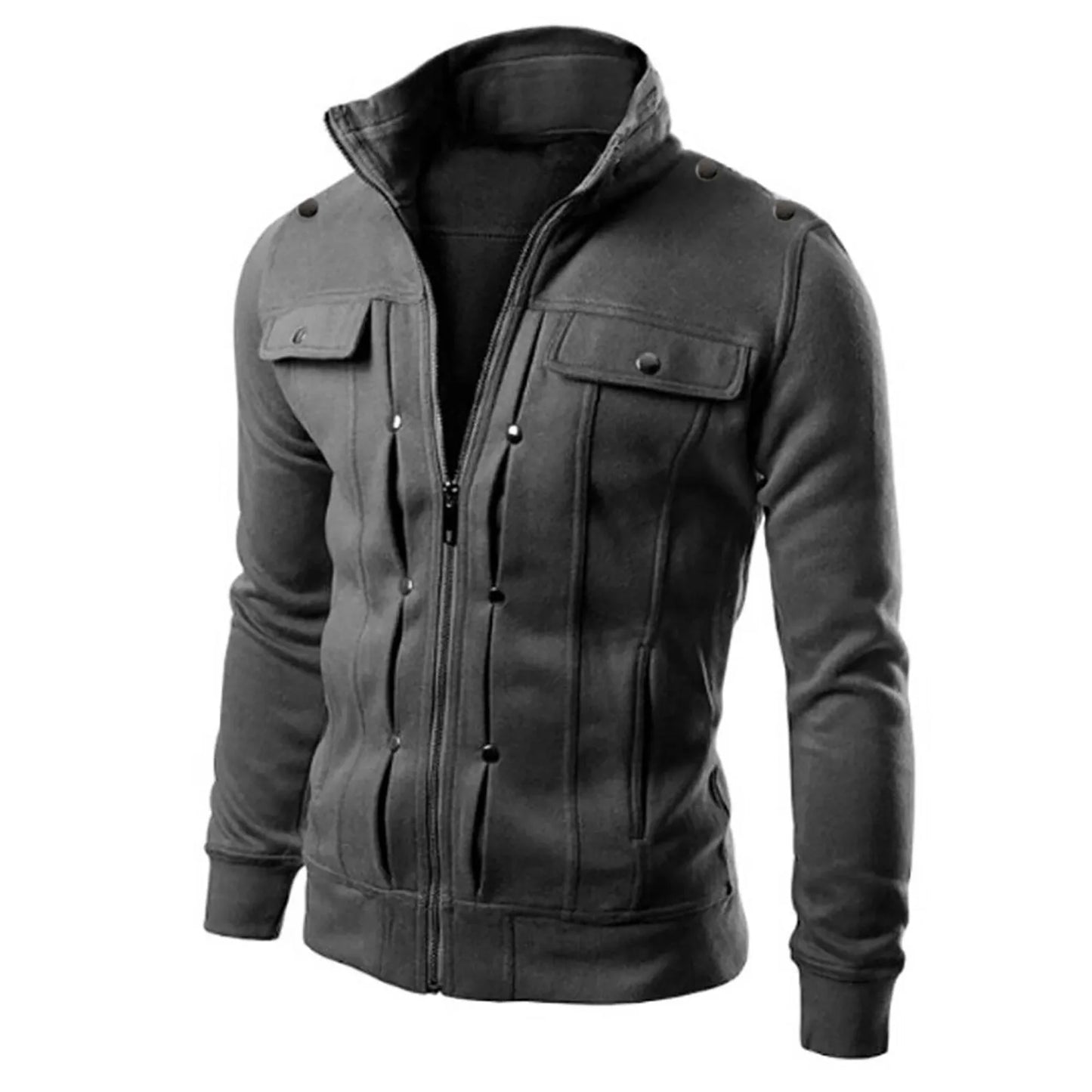 Men Hoodie Jacket Coat Windbreaker Elegant Waterproof Cardigan Long Sleeve Lapel Zipper Slim Fit Sweater Windproof Outerwear