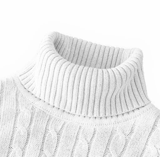 Men's High Neck Sweater Solid Color Pullover Knitted Warm Casual Turtleneck  Mens  Knitted Sweater